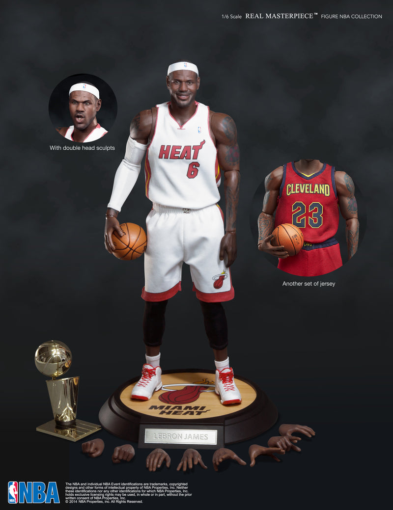 1/6 Real Masterpiece - NBA Collection LeBron James Scale Collectible Figure (with Extra Cleveland no.23 Red Jersey)